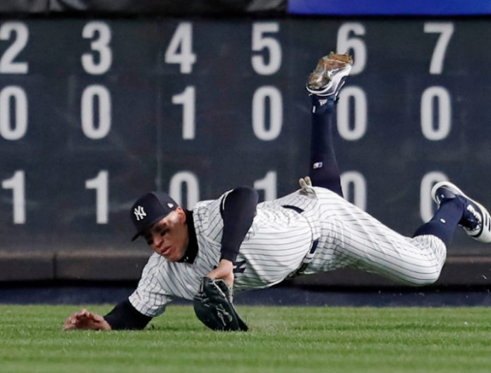 Judge makes diving catch